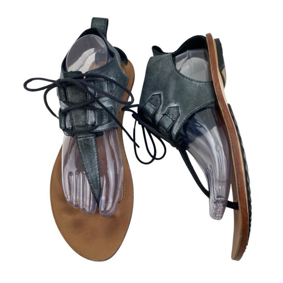 *SOREL Summer Boot Sandal Womens 10 Gray Distressed Leather Gladiator Festival - Picture 3 of 16